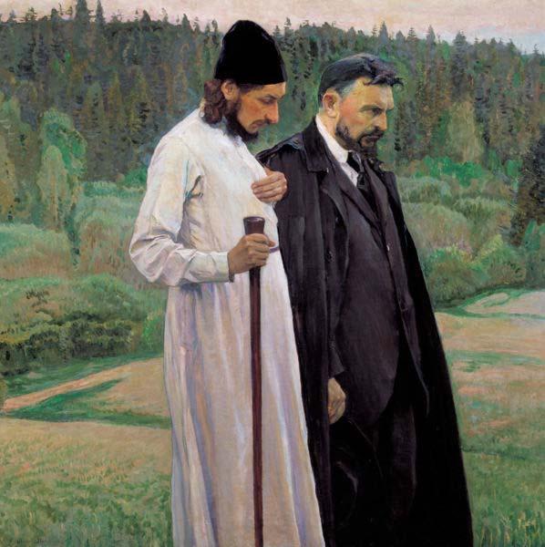 Mikhail Nesterov Philosophers depicts Symbolist thinkers Pavel Florensky and Sergei Bulgakov Germany oil painting art